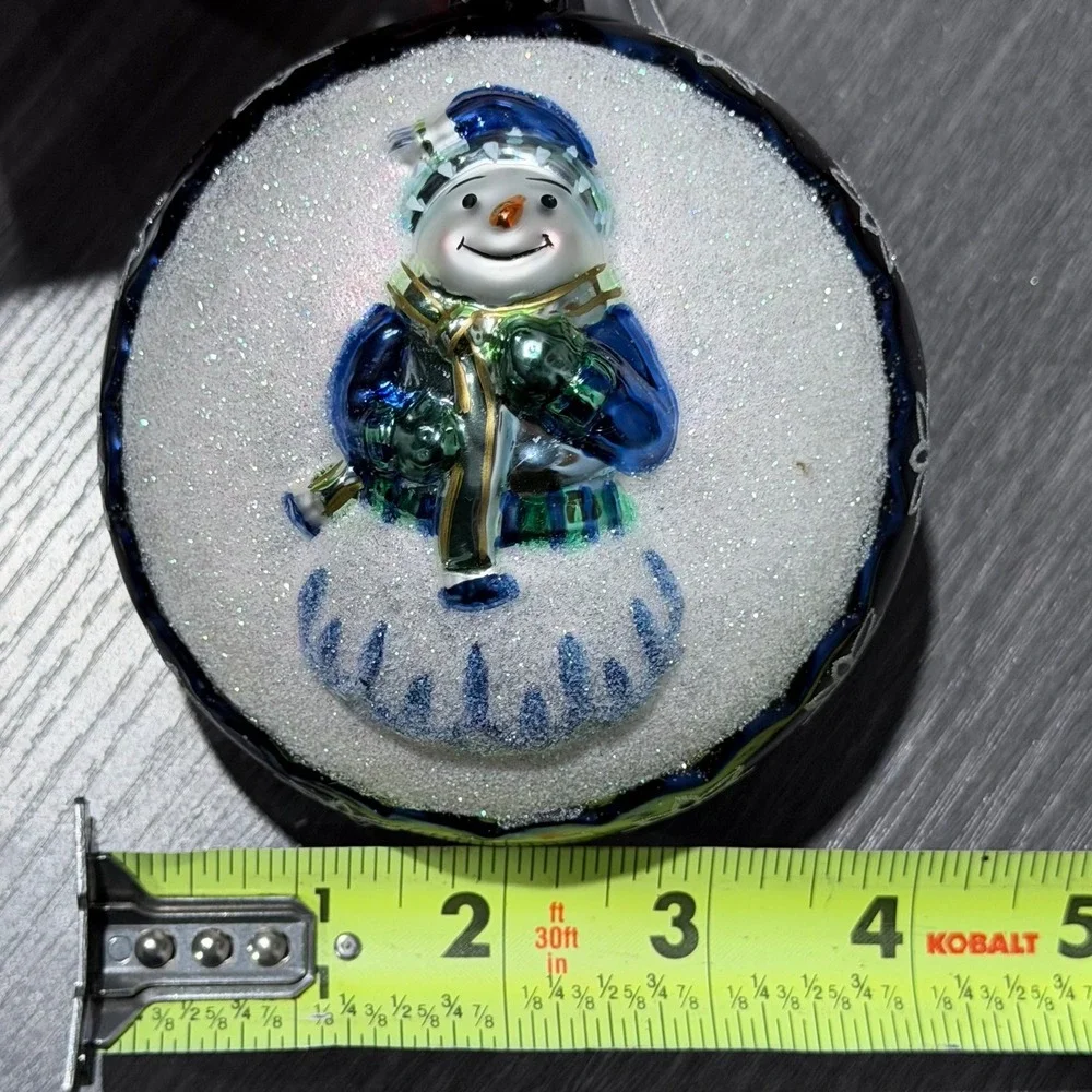 Waterford Holiday Heirlooms Snowman Glass‎ Ornament Cobalt Blue Silver Glitter